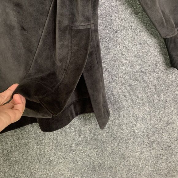 Athletic Works Soft Velvet Velour Top Women S Cowl Neck Black Pullover Slit Hem - Picture 5 of 11